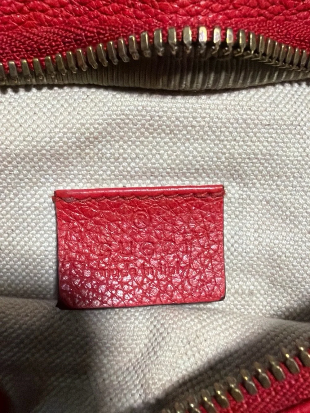 Gucci Red Leather Logo Belt Bag with Striped Strap